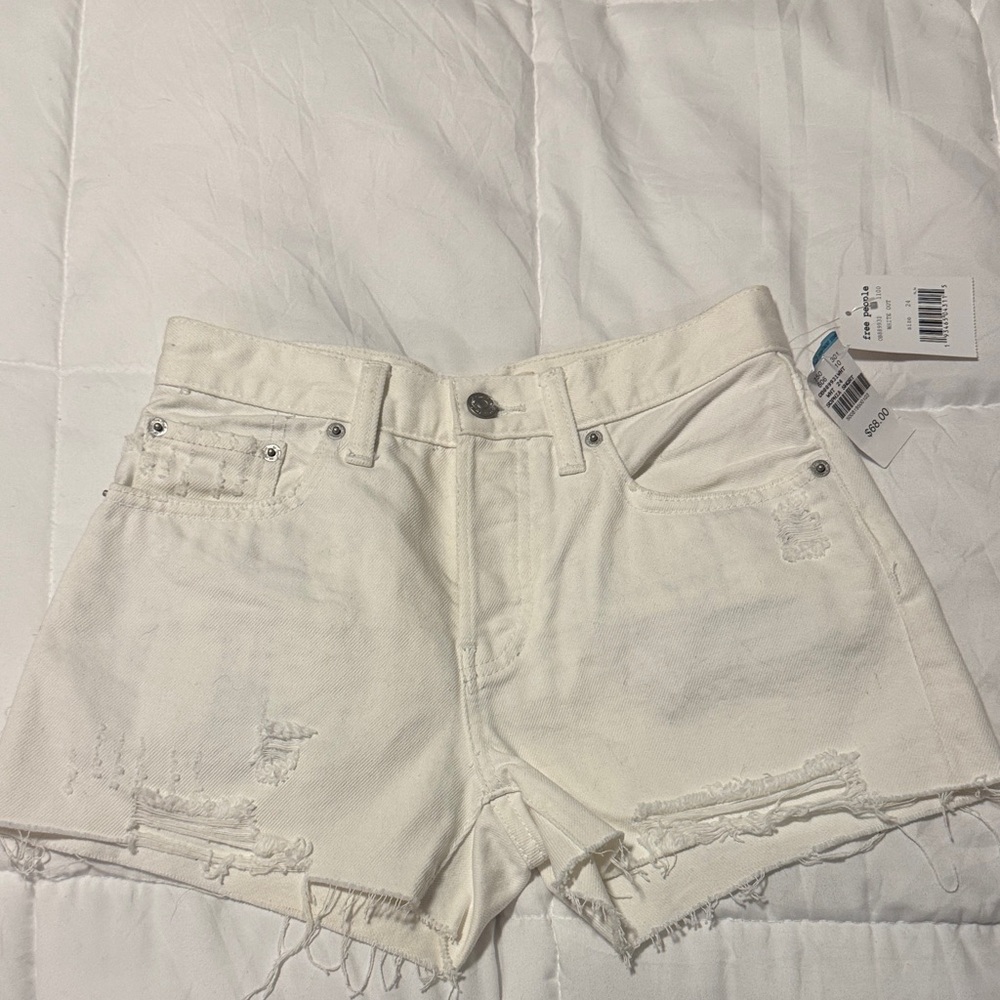 We The Free White Distressed Jean Shorts